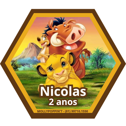 Adesivo personalizado Rei Leão - Nicolas 2 anos